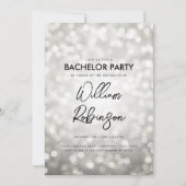 Moderne Zilveren Glitterlichten Vrijgezellenfeest Kaart (Voorkant)