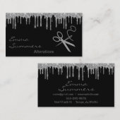 Moderne zilveren glitterschaar-doorloopwijzigingen visitekaartje (Voorkant / Achterkant)
