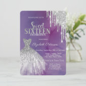 Moderne, zilveren glitterschijven, Dress Violet Sw Kaart (Staand voorkant)