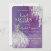 Moderne, zilveren glitterschijven, Dress Violet Sw Kaart (Voorkant)