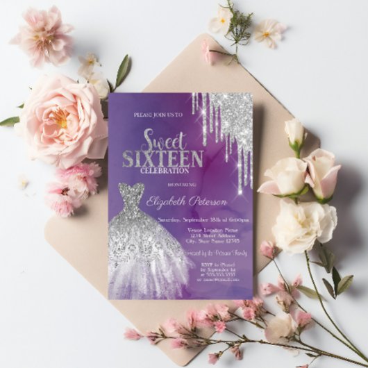 Moderne, zilveren glitterschijven, Dress Violet Sw Kaart