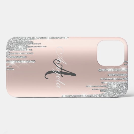 Moderne, zilveren glitterschijven, Roos Gold, mono Case-Mate iPhone Case (Achterkant (horizontaal))