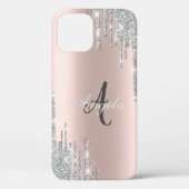 Moderne, zilveren glitterschijven, Roos Gold, mono Case-Mate iPhone Case (Achterkant)