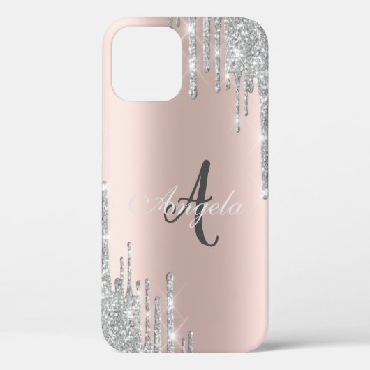 Moderne, zilveren glitterschijven, Roos Gold, mono Case-Mate iPhone Case (Achterkant)