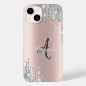 Moderne, zilveren glitterschijven, Roos Gold, mono Case-Mate iPhone Case (Achterkant)