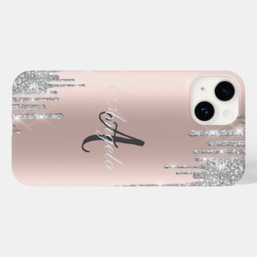 Moderne, zilveren glitterschijven, Roos Gold, mono Case-Mate iPhone Case (Achterkant (horizontaal))