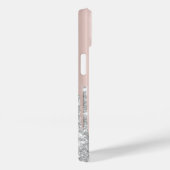 Moderne zilveren glitterslierten, roze goud, Monog Case-Mate iPhone Case (Achterkant / Rechts)