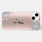 Moderne zilveren glitterslierten, roze goud, Monog Case-Mate iPhone Case (Achterkant (horizontaal))