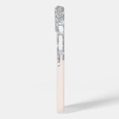 Moderne zilveren glitterslierten, roze goud, Monog Case-Mate iPhone Case (Achterkant / Links)