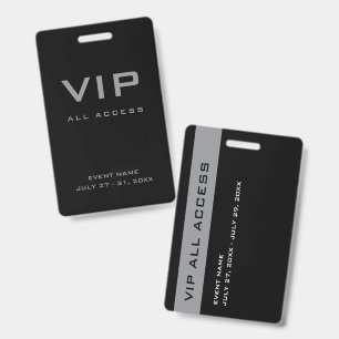 Moderne Zilveren Grijs VIP All Access Pass Eveneme Badge
