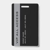 Moderne Zilveren Grijs VIP All Access Pass Eveneme Badge (Achterkant)