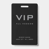 Moderne Zilveren Grijs VIP All Access Pass Eveneme Badge (Voorzijde)