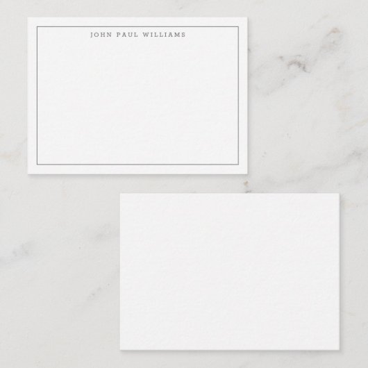 Moderne, zilveren grijze, eenvoudige dun grens notitiekaartje (Voorkant / Achterkant)