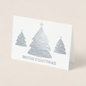Moderne Zilveren Kerstboom Vakantiefoto Folie Kaarten (Voorkant)