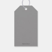 Moderne, zilveren kerstboomvakantie met cadeautjes cadeaulabel (Achterkant)