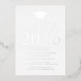 Moderne Zilveren Klasse van 2025 Graduation Party Folie Uitnodiging