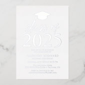 Moderne Zilveren Klasse van 2025 Graduation Party Folie Uitnodiging (Voorkant)