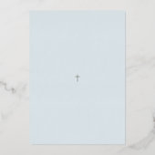 Moderne Zilveren Kruis Doop Uitnodiging (Achterkant)