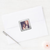 Moderne Zilveren Liefde in Script Trouwfoto Vierkante Sticker (Envelop)