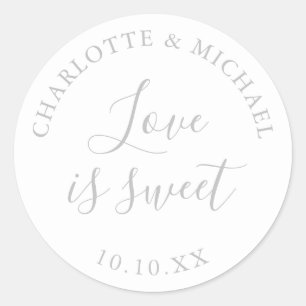 Moderne Zilveren Liefde Is Zoete Trouw Geschenk Ronde Sticker