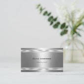 Moderne zilveren lijnen en textuur visitekaartje (Staand voorkant)