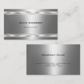 Moderne zilveren lijnen en textuur visitekaartje (Voorkant / Achterkant)