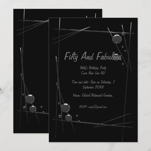 Moderne, zilveren Lijst, vijftig en verbluffende v Kaart (Voorkant / Achterkant)