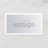 Moderne zilveren look chique monogram effen trendy visitekaartje (Achterkant)