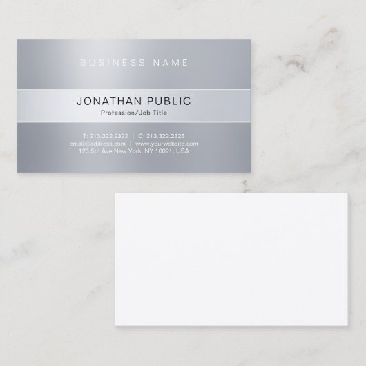 Moderne, zilveren look Professional elegant slapen Visitekaartje (Voorkant / Achterkant)