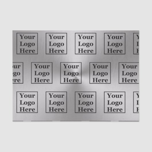 Moderne zilveren look Sjabloon Uw Logo hier Tissuepapier (Voorkant)