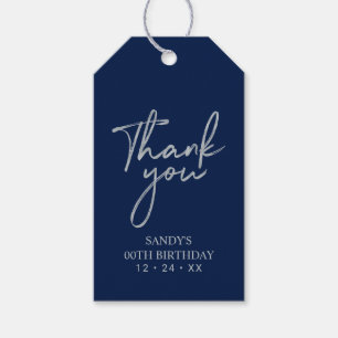 Moderne zilveren marinelettering feestfavoriet bed cadeaulabel