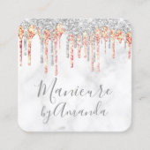 Moderne zilveren marmer van koper drijft mest vierkante visitekaartje (Voorkant)