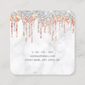 Moderne zilveren marmer van koper drijft mest vierkante visitekaartje (Achterkant)