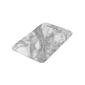 Moderne zilveren marmeren textuur met Jouw naam Badmat (Gekanteld)
