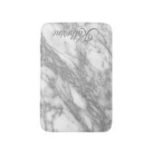 Moderne zilveren marmeren textuur met Jouw naam Badmat (Voorkant Verticaal)