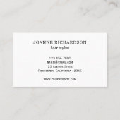 Moderne Zilveren metaal witte elegante beroeps Visitekaartje (Achterkant)