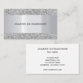 Moderne Zilveren metaal witte elegante beroeps Visitekaartje (Voorkant / Achterkant)