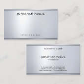 Moderne zilveren metallic eenvoudige elegante Sjab Visitekaartje (Voorkant / Achterkant)