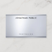 Moderne zilveren metallic eenvoudige elegante Sjab Visitekaartje (Voorkant)