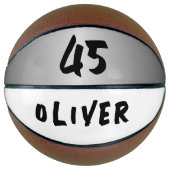Moderne Zilveren Metallic Speler Naam Nummer  Basketbal (Voorkant)