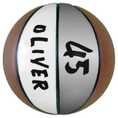 Moderne Zilveren Metallic Speler Naam Nummer  Basketbal (Verticaal)