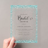 Moderne Zilveren Mint Glitter Bruiloft Feest Acryl Uitnodigingen (Insitu (Draagbaar))