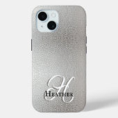 Moderne zilveren namaakleer Monogram Beginletter N Case-Mate iPhone Case (Achterkant)