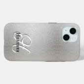 Moderne Zilveren Nep Leer Monogram Eerste Letter N Case-Mate iPhone Case (Achterkant (horizontaal))