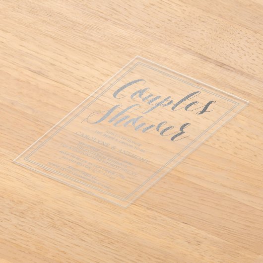 Moderne, zilveren oliefabrikaten die weduwen acryl uitnodigingen (Laagn)