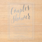 Moderne, zilveren oliefabrikaten die weduwen acryl uitnodigingen (Voorkant)