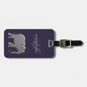 Moderne Zilveren Olifant Monogram Bagagelabel (Voorkant horizontaal)