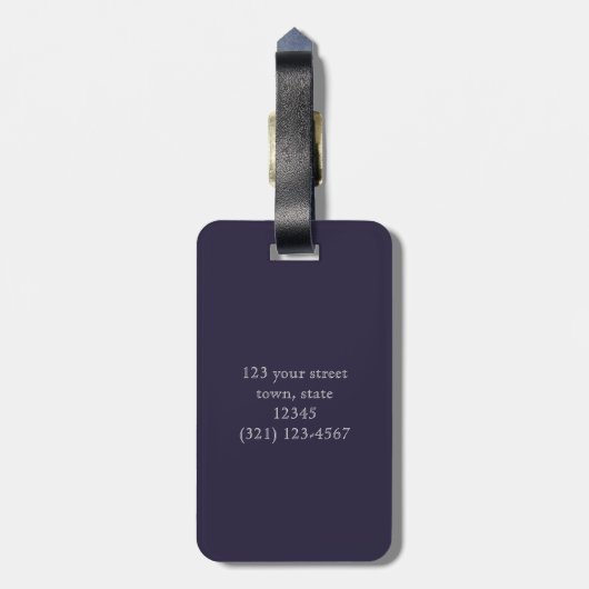 Moderne Zilveren Olifant Monogrammed Bagagelabel (Achterkant verticaal)