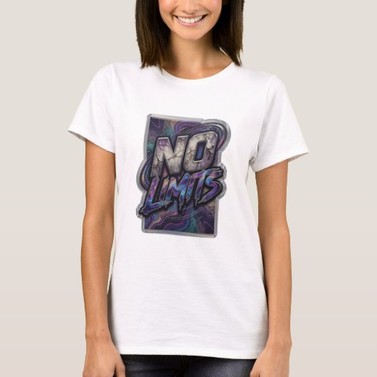Moderne Zilveren ONBEPERKTE Slogan T-shirt (Voorkant)