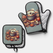 Moderne zilveren ovenwanten ovenwant & pannenlap set (Voorkant / Achterkant)